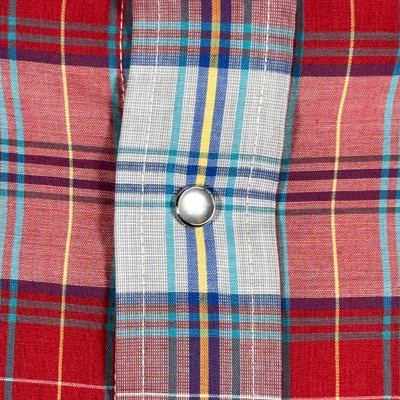 Vintage Open Range Western Shirt Adult EXTRA LARGE Red Plaid Pearl Snap 90s - Picture 4 of 9
